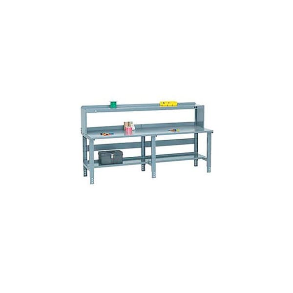 Global Industrial Extra Long Workbench w/ Steel Square Edge Top & Riser, 96inW x 30inD, Gray 706436 - main
